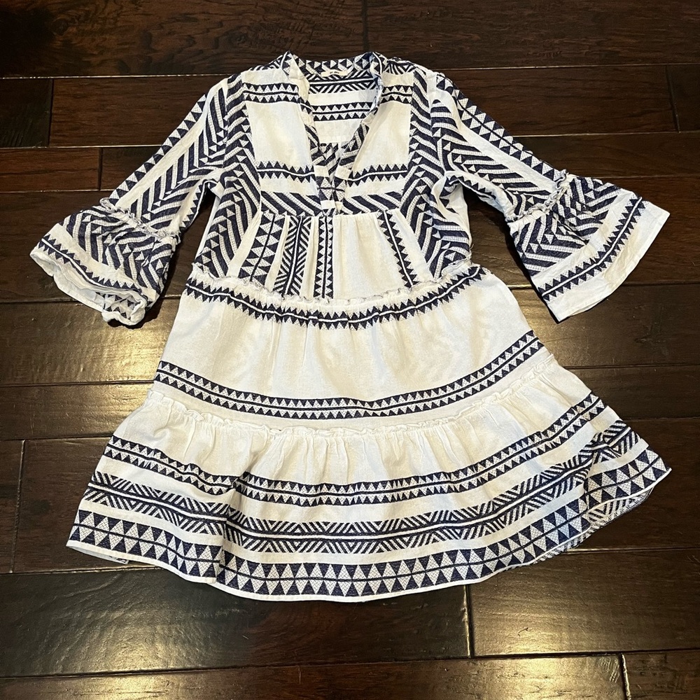 Mi Ami Boho Style Mini  Dress With Flared Bell Sleeves; Size Small